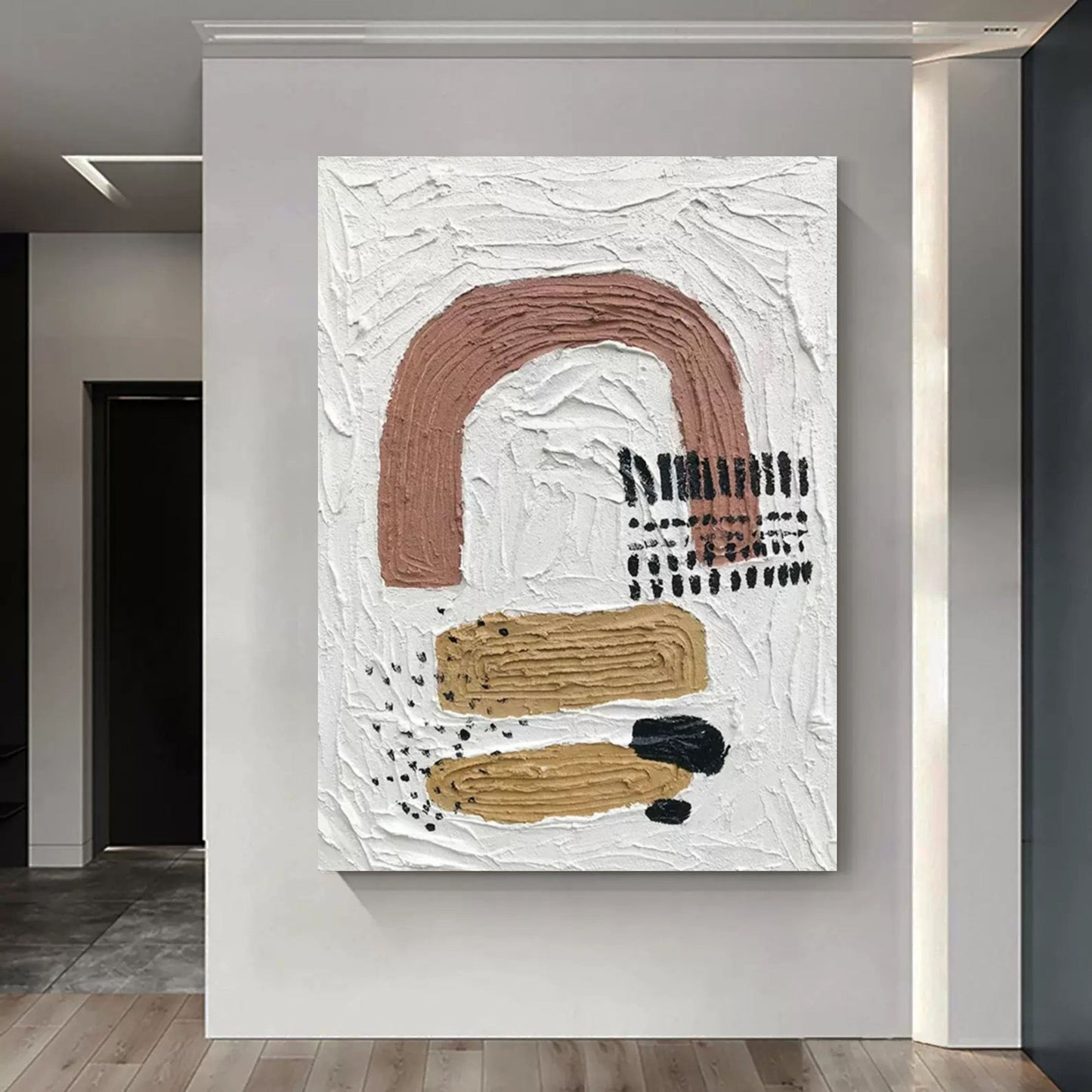 Abstract Textured Oil Painting with Warm Tones and Unique Contemporary Design