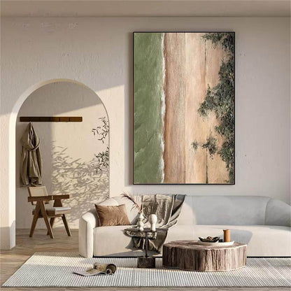 Serene Coastal Landscape Oil Painting for Modern Home Decor