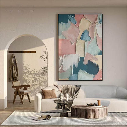 Colorful Abstract Oil Painting with Texture for Modern Home Decor
