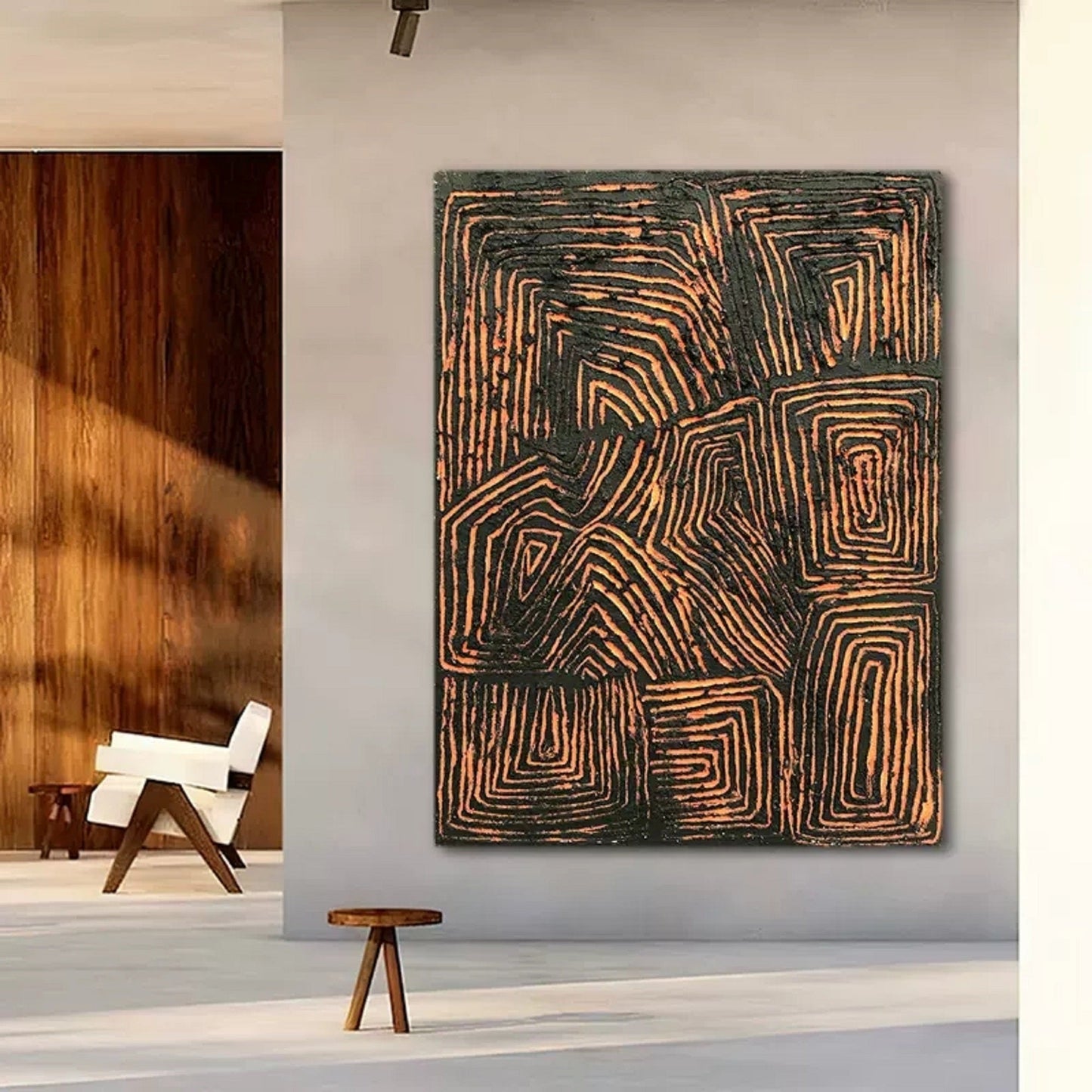Abstract Minimalist Line Art Oil Painting for Modern Home Decor