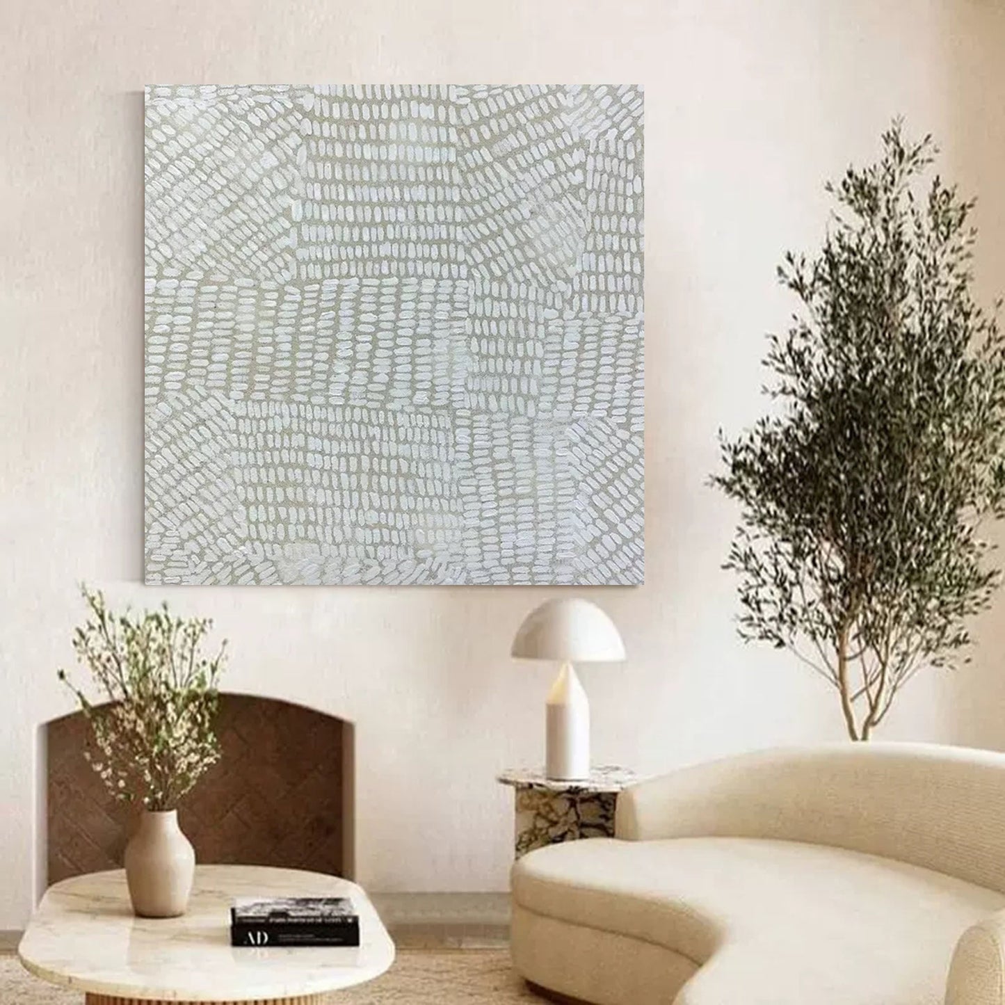 Textured Minimalist Abstract Oil Painting for Modern Home Decor