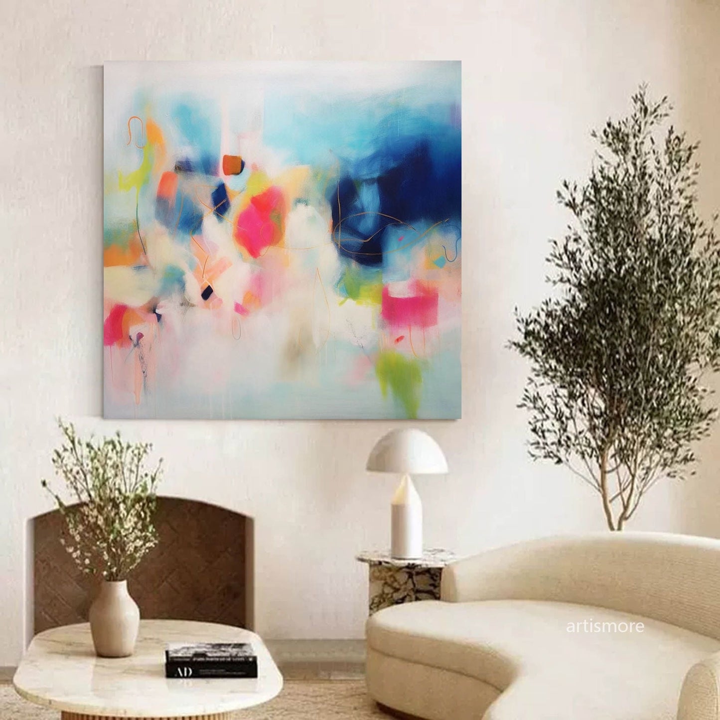 Vibrant Abstract Oil Painting for Modern Home Decor and Art Lovers