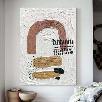Abstract Textured Oil Painting with Warm Tones and Unique Contemporary Design