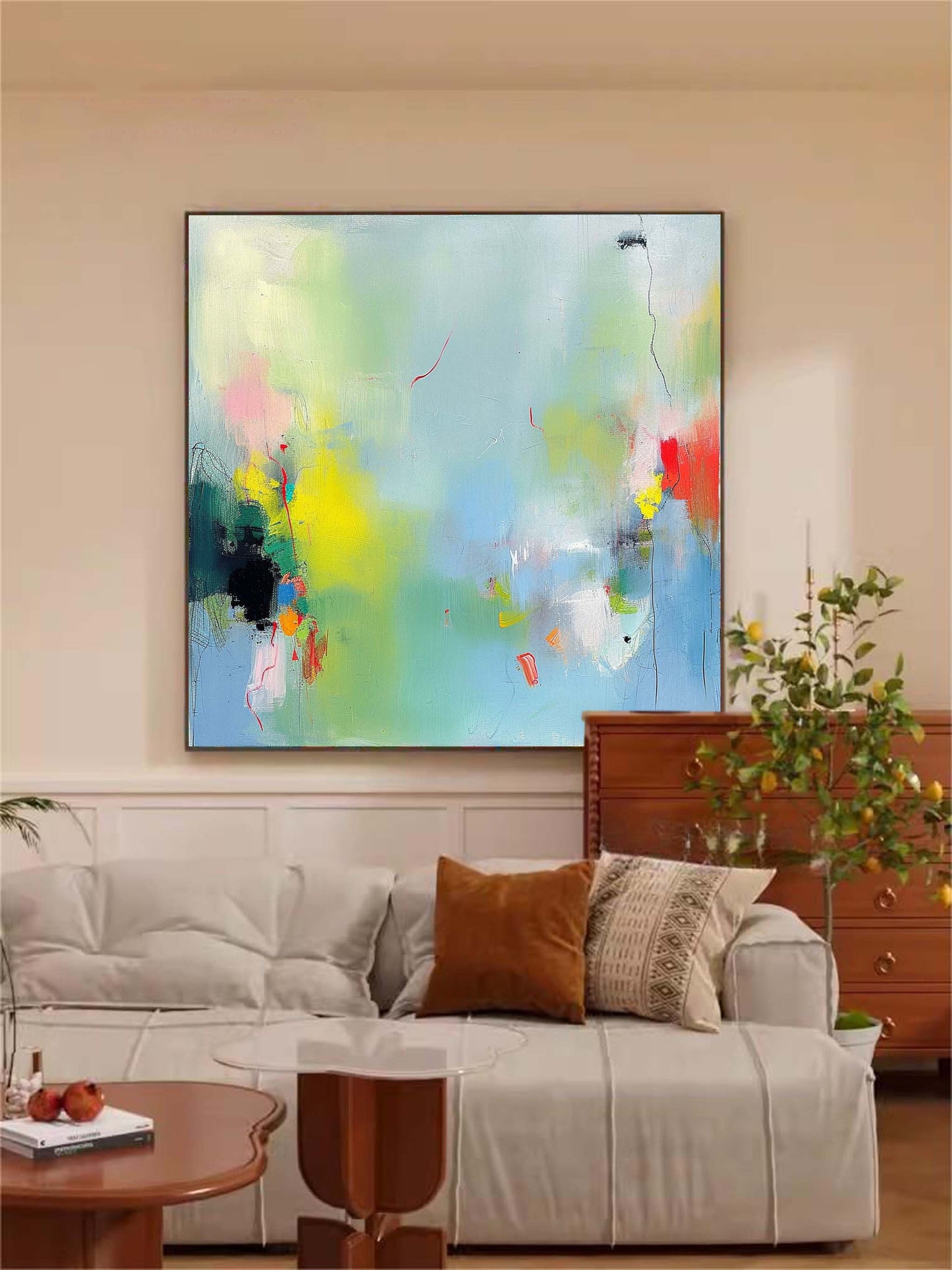 Vibrant Abstract Oil Painting for Modern Home Decor and Art Enthusiasts