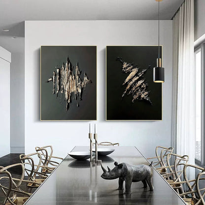 Contemporary Dual Set of Abstract Oil Paintings for Modern Home Decor