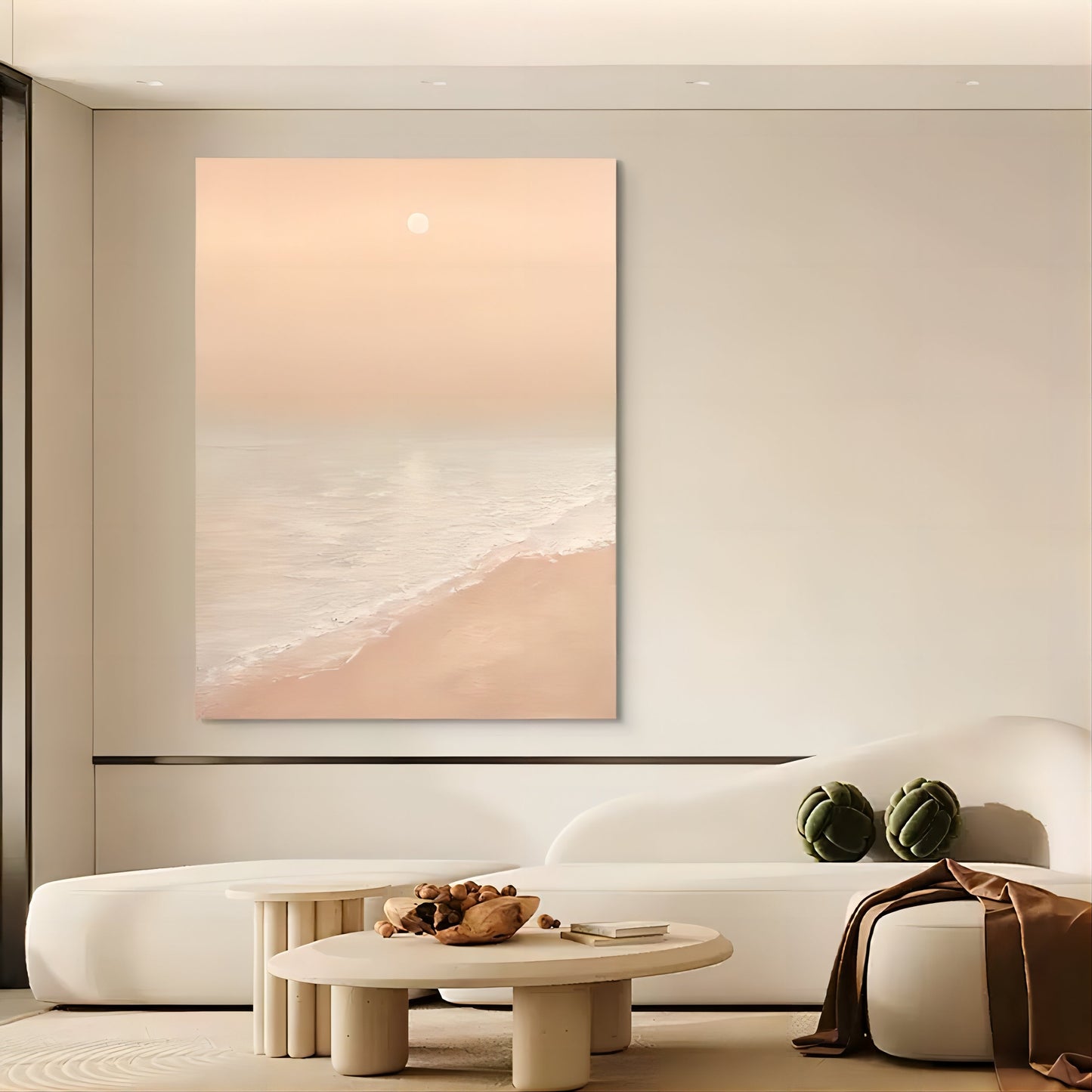 Serene Beach Sunset Oil Painting for Tranquil Home Decor