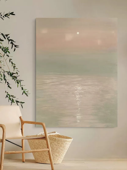 Serene Coastal Oil Painting for Tranquil Home Decor