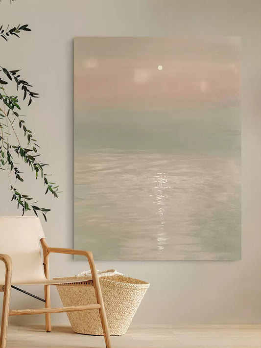 Serene Coastal Oil Painting for Tranquil Home Decor