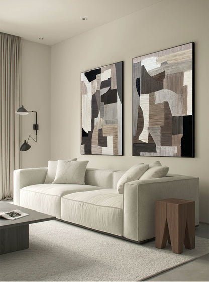 Contemporary Minimalist Geometric Oil Painting for Modern Home Decor