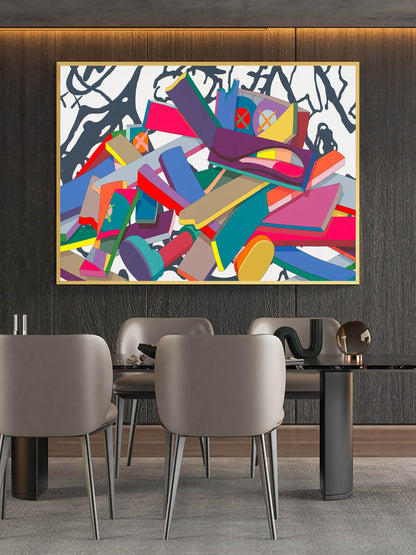 Vibrant Kaws-Inspired Abstract Oil Painting for Modern Art Lovers