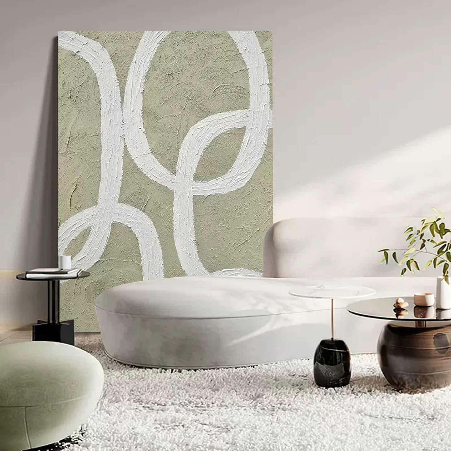Contemporary Minimalist Line Art Oil Painting for Modern Home Decor
