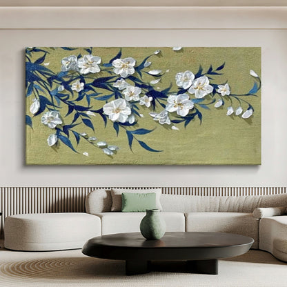 Elegant Floral Oil Painting for Modern Home Decor - Wabi-Sabi Inspired Wall Art