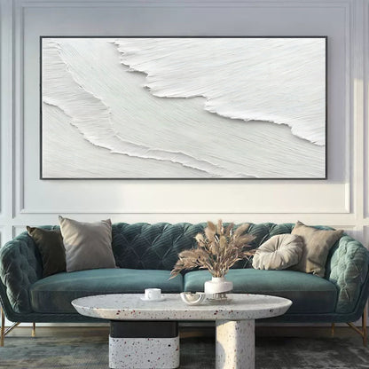 Modern White Textured Oil Painting for Minimalist Home Decor