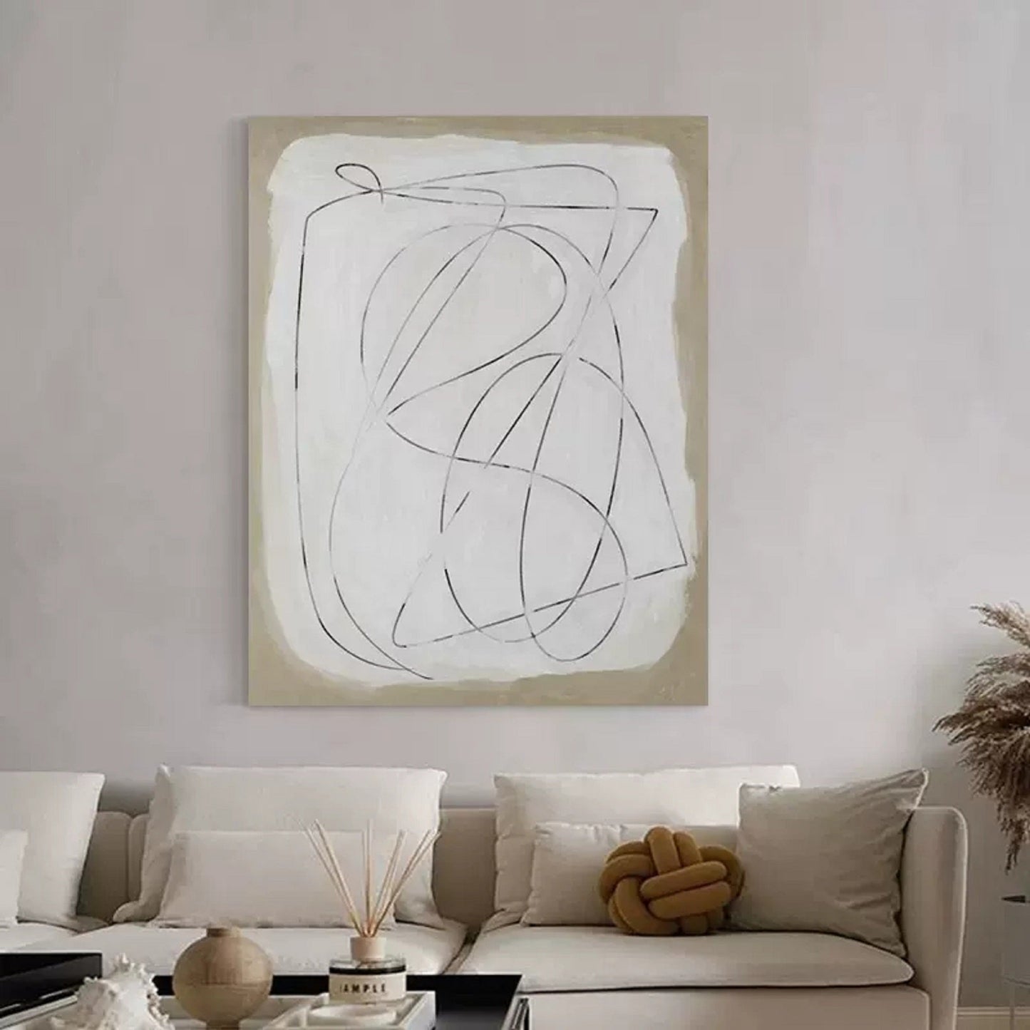 Abstract Minimalist Line Art Painting for Modern Home Decor