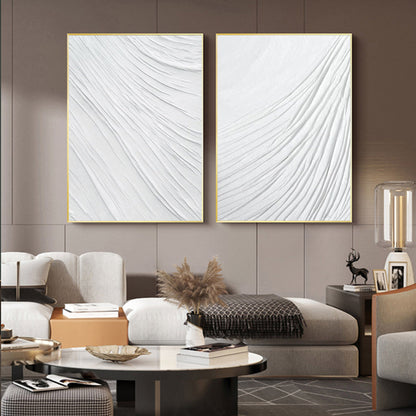 Textured White Abstract Oil Paintings for Modern Home Decor