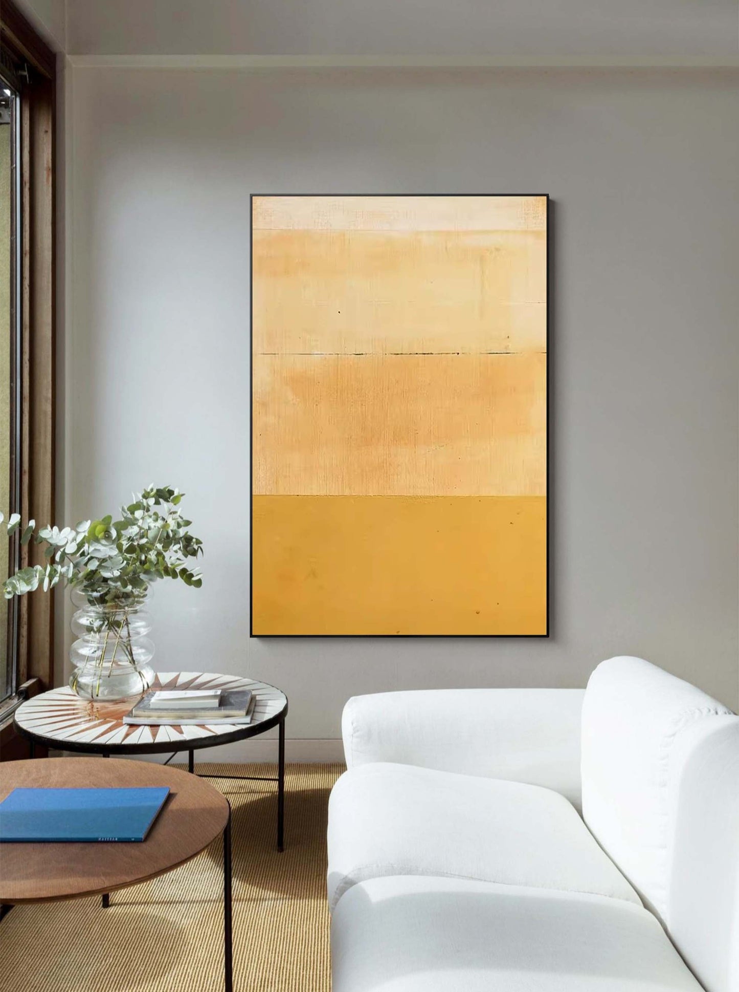 Serene Minimalist Oil Painting in Warm Earthy Tones for Modern Home Decor