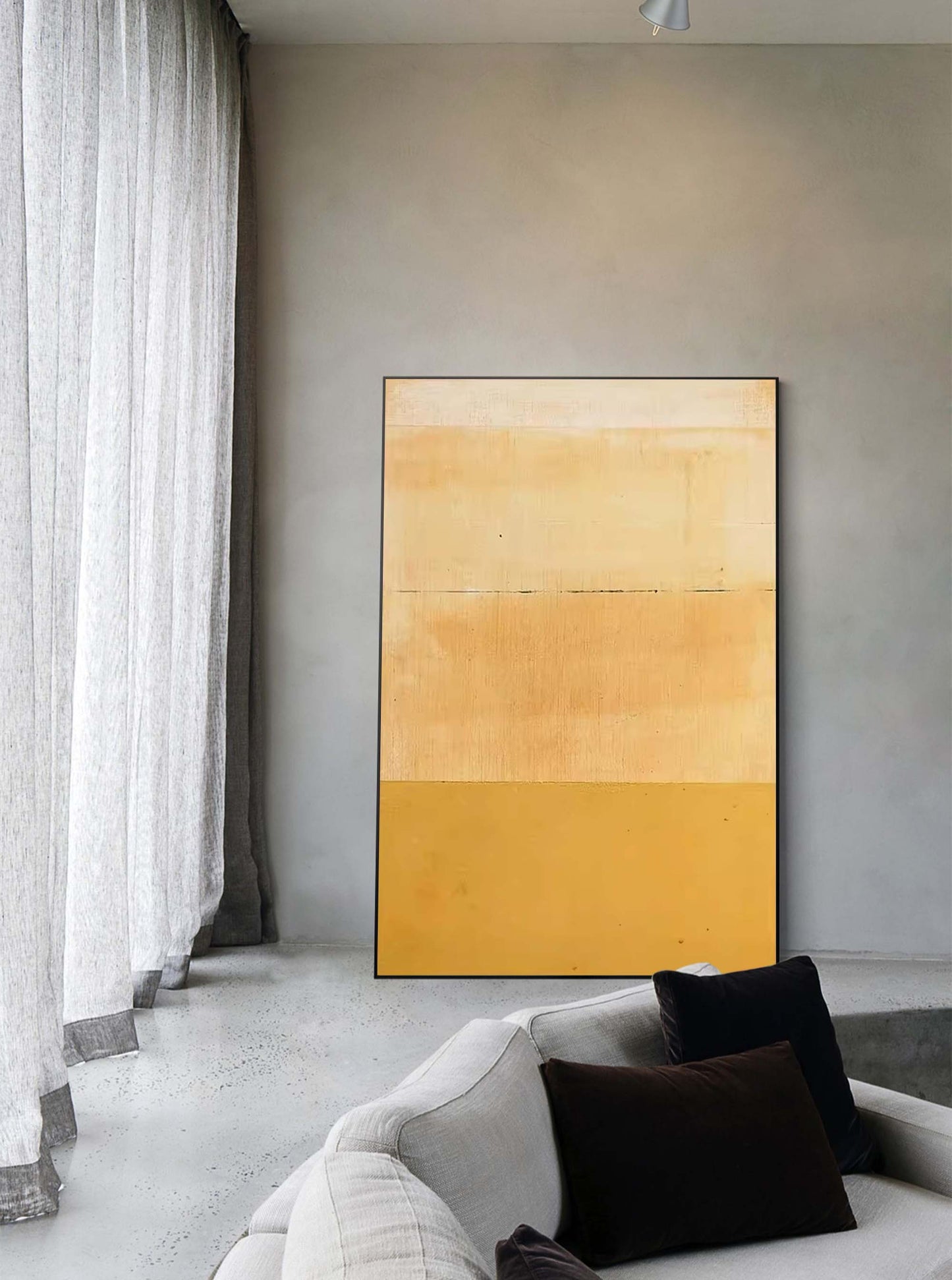 Serene Minimalist Oil Painting in Warm Earthy Tones for Modern Home Decor