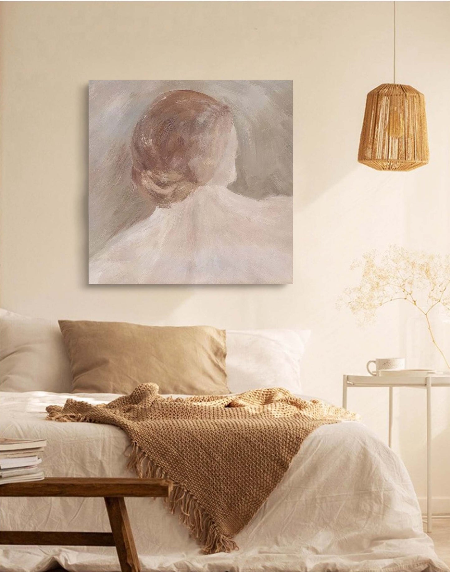 Elegant Minimalist Oil Painting of a Woman's Silhouette
