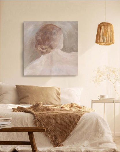 Elegant Minimalist Oil Painting of a Woman's Silhouette