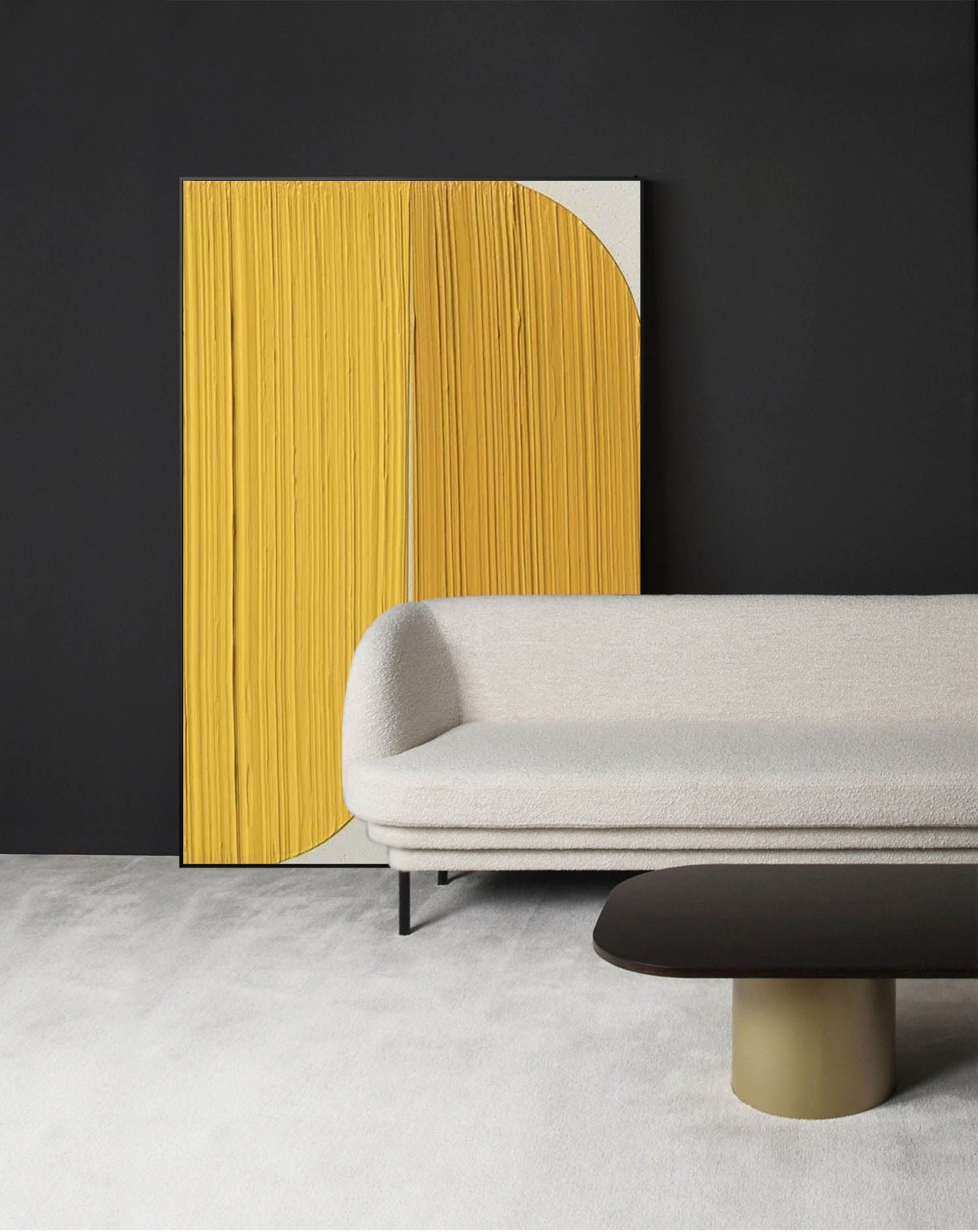 Contemporary Yellow Minimalist Oil Painting for Modern Home Decor