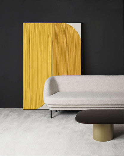 Contemporary Yellow Minimalist Oil Painting for Modern Home Decor