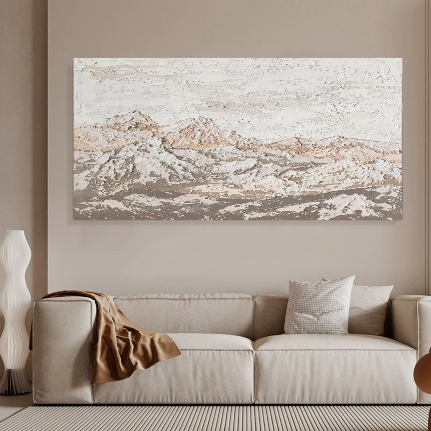 Textured Mountain Landscape Oil Painting for Modern Home Decor