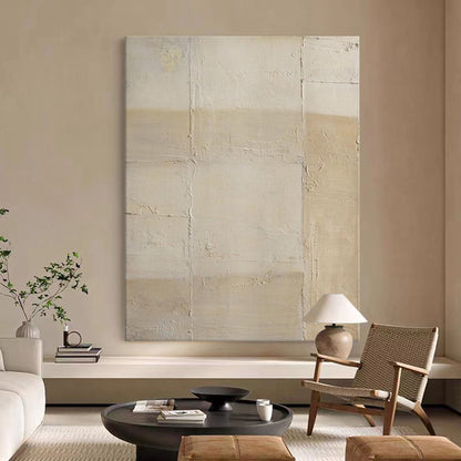 Elegant Minimalist Beige Abstract Oil Painting for Contemporary Home D√©cor