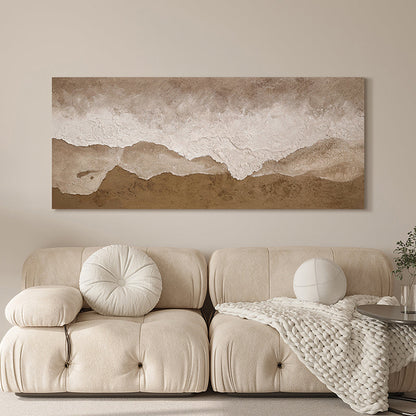 Abstract Beige Landscape: Elegant Oil Painting for Modern Home Decor