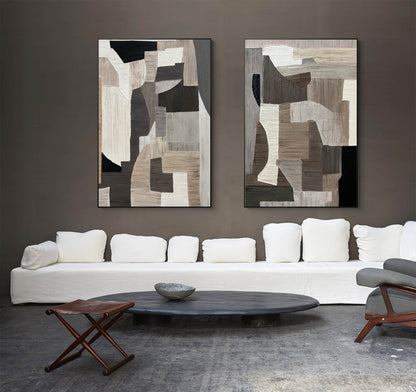 Contemporary Minimalist Geometric Oil Painting for Modern Home Decor