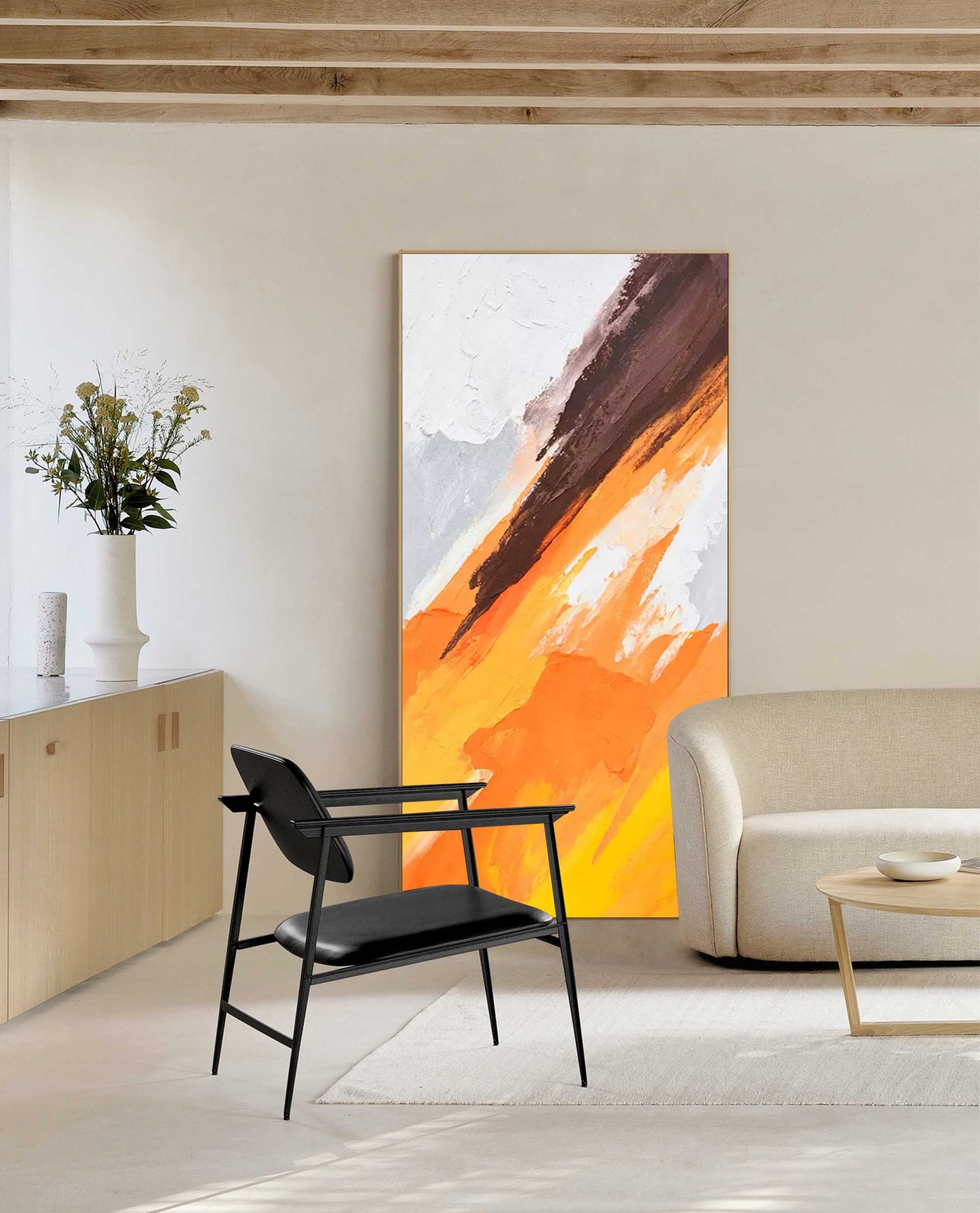 Vibrant Abstract Oil Painting with Bold Colors and Dynamic Brushstrokes for Modern Decor