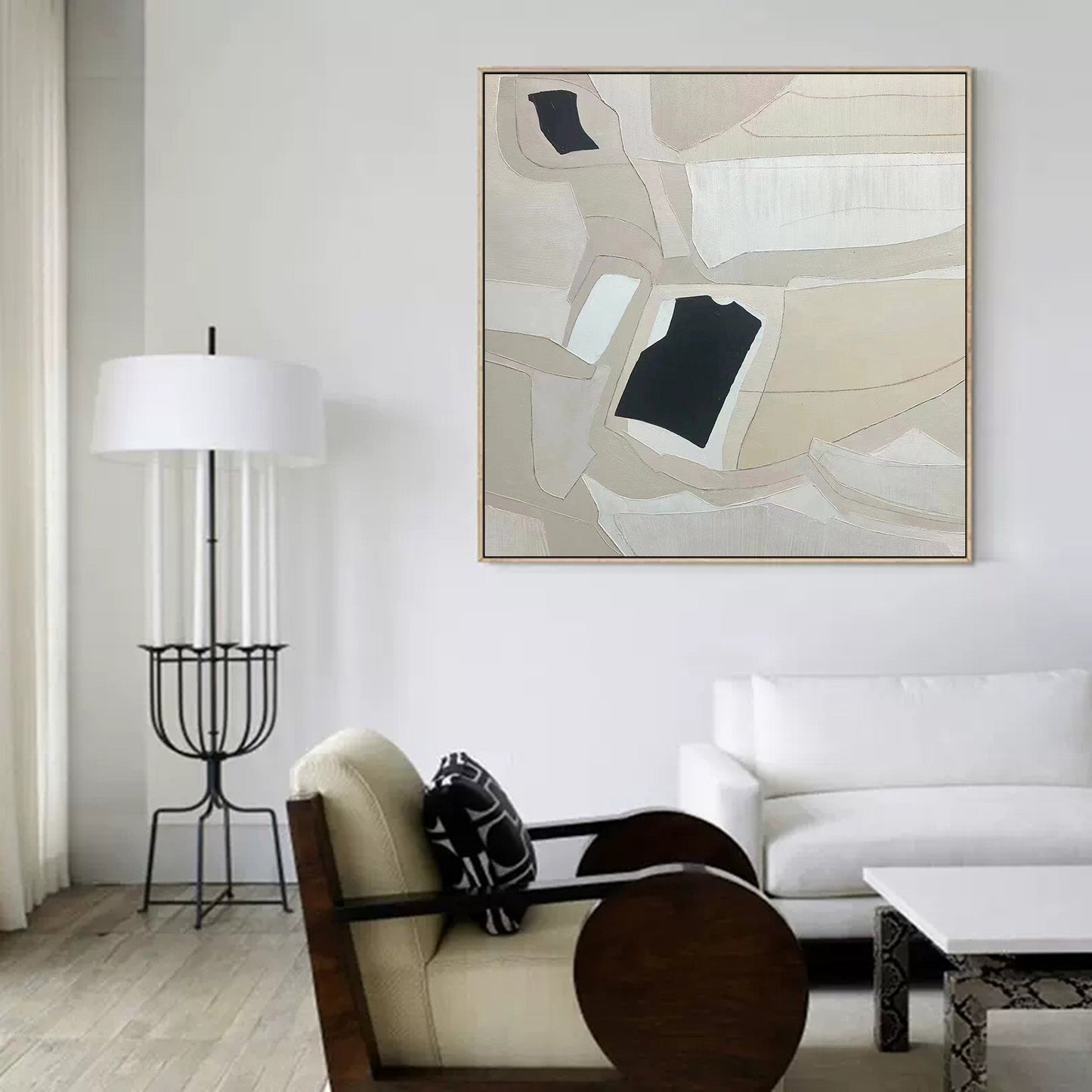 Abstract Minimalist Geometric Oil Painting for Modern Home Decor