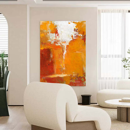 Vibrant Abstract Oil Painting in Warm Hues for Modern Home Decor