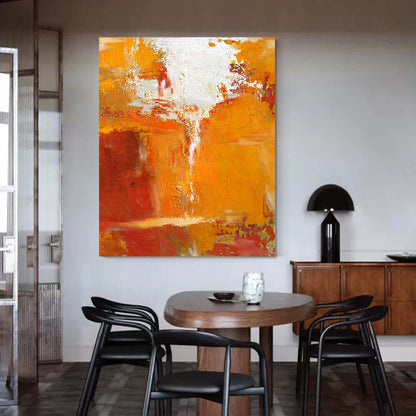 Vibrant Abstract Oil Painting in Warm Hues for Modern Home Decor