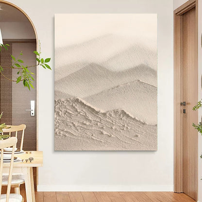 Minimalist Wabi-Sabi Landscape Oil Painting for Contemporary Home Décor