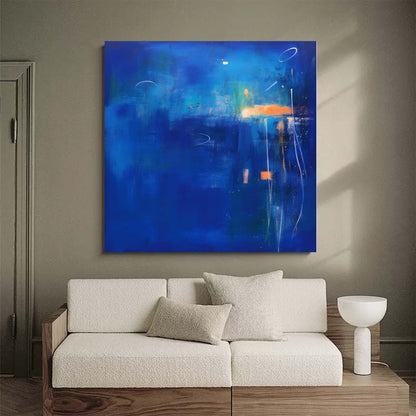 Vibrant Blue Abstract Oil Painting for Modern Home Decor and Art Enthusiasts