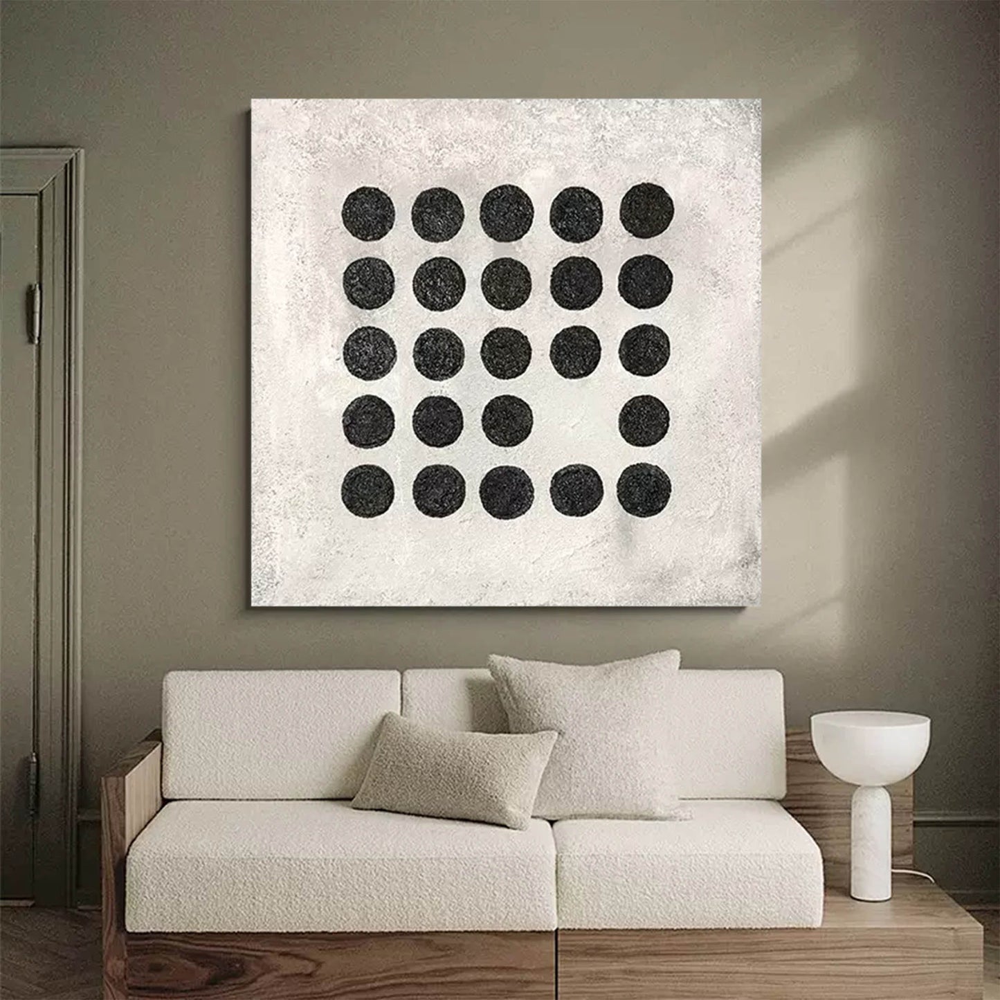 Contemporary Minimalist Geometric Black Dot Artwork for Modern Home Décor