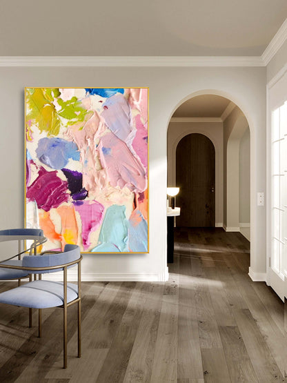 Vibrant Abstract Oil Painting with Rich Color Palette for Home Decor