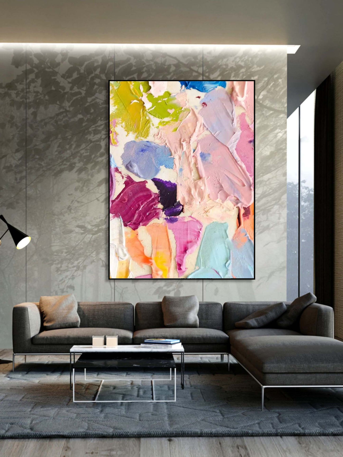 Vibrant Abstract Oil Painting with Rich Color Palette for Home Decor