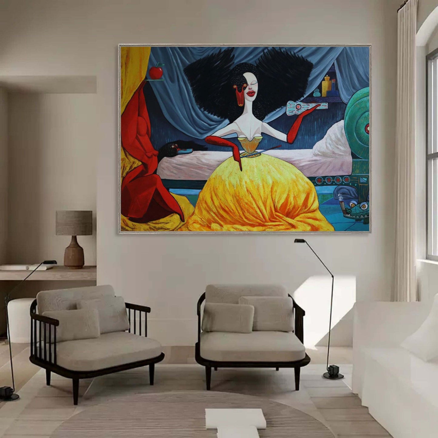 Vibrant Pop Art Oil Painting of Elegance and Whimsy for Modern Home Decor