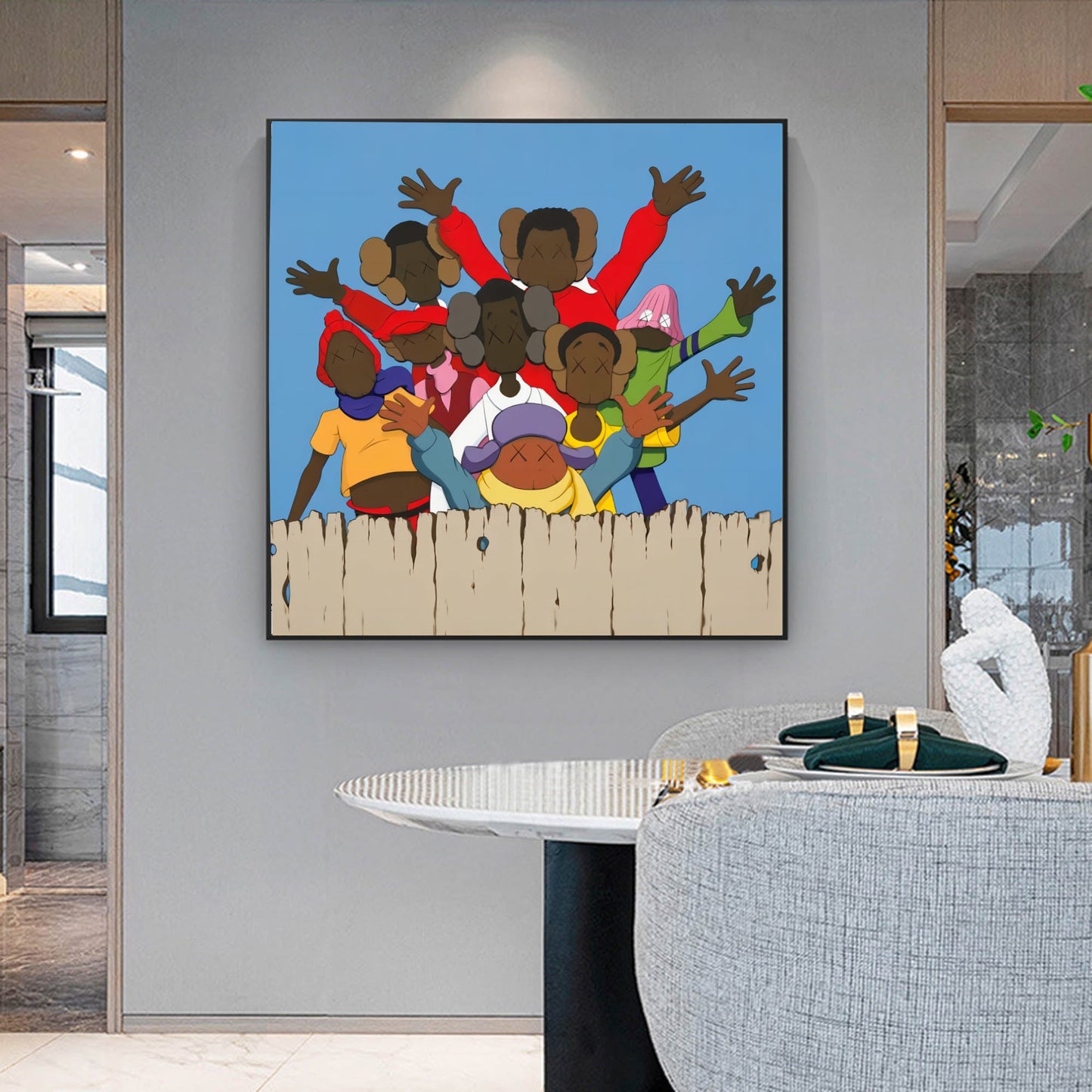 Vibrant Kaws-Inspired Pop Art Oil Painting for Modern Decor