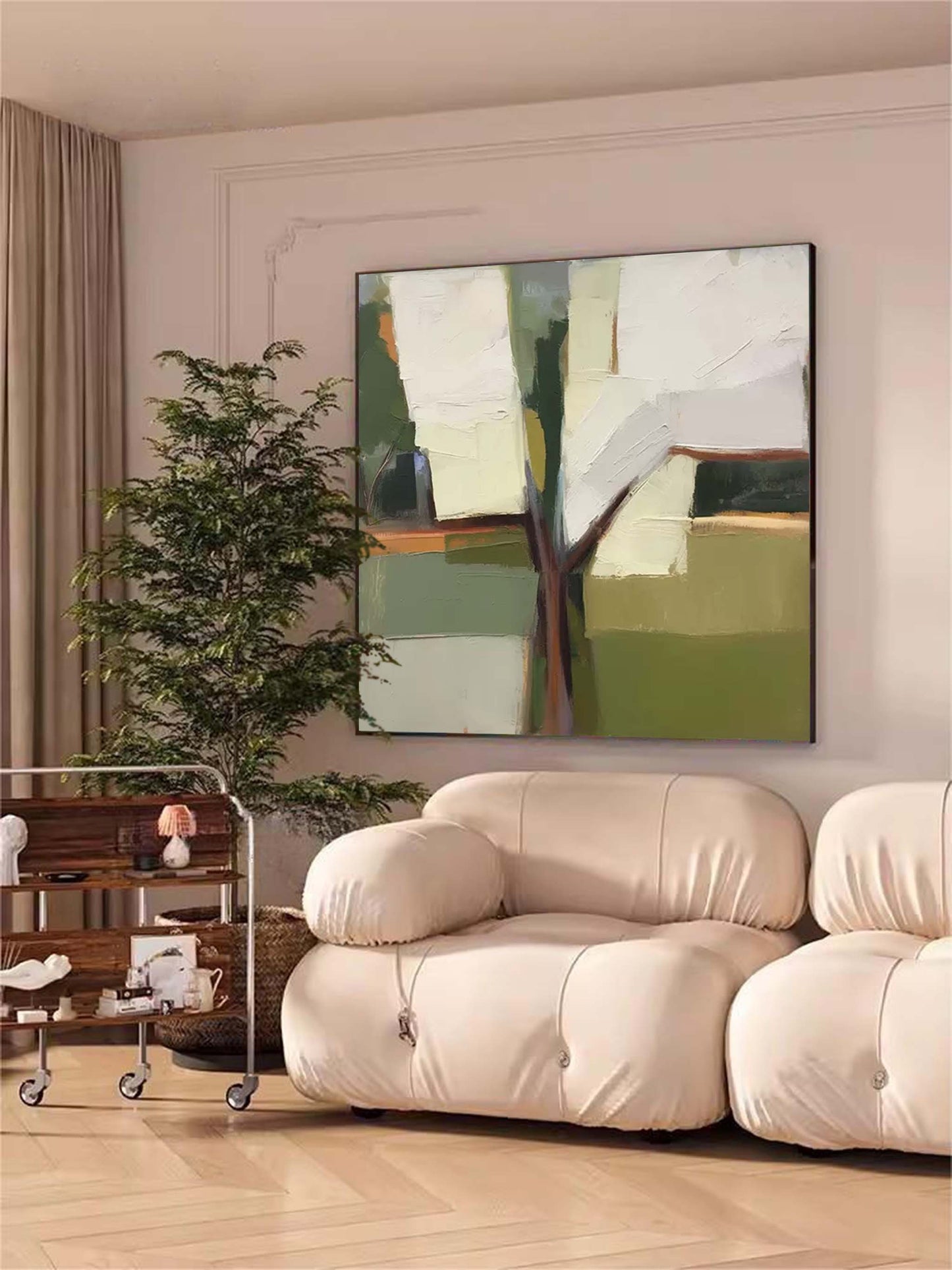 Serene Abstract Landscape Oil Painting for Modern Home Decor