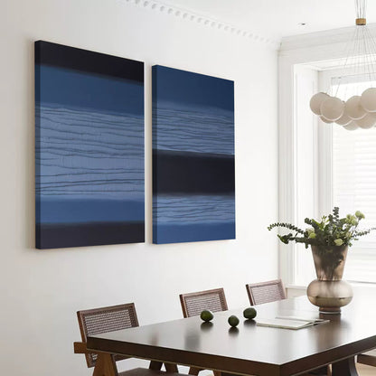 Serene Blue Minimalist Abstract Oil Painting for Contemporary Home Decor