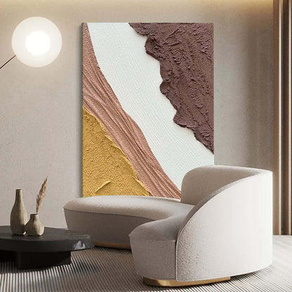 Abstract Textured Oil Painting in Earthy Tones for Modern Home Decor