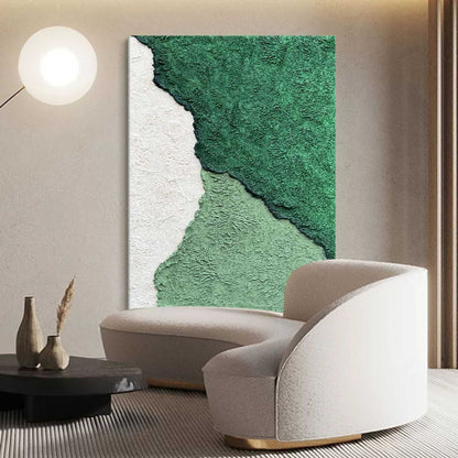 Lush Green Abstract Oil Painting for Modern Home Decor