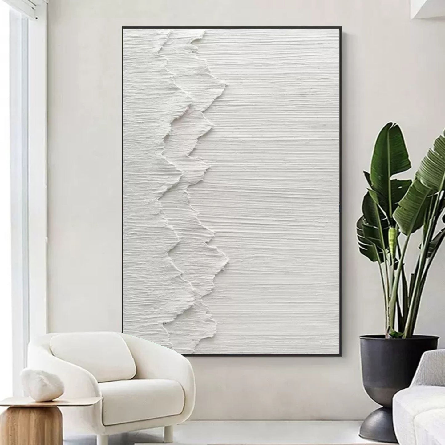 Textured White Plaster Oil Painting for Modern Home Decor