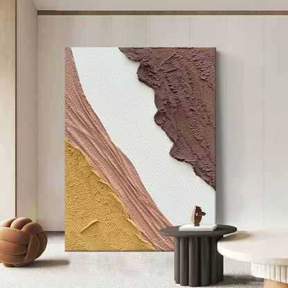 Abstract Textured Oil Painting in Earthy Tones for Modern Home Decor