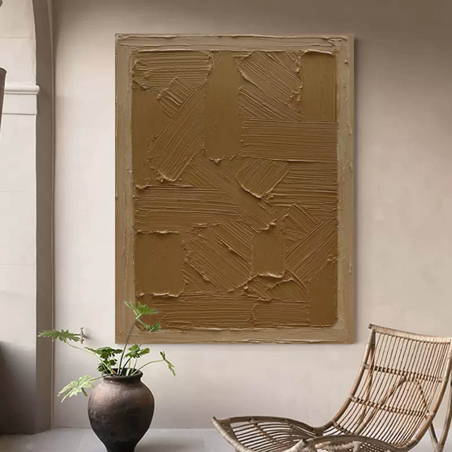 Contemporary Wabi-Sabi Oil Painting for Minimalist Home Decor
