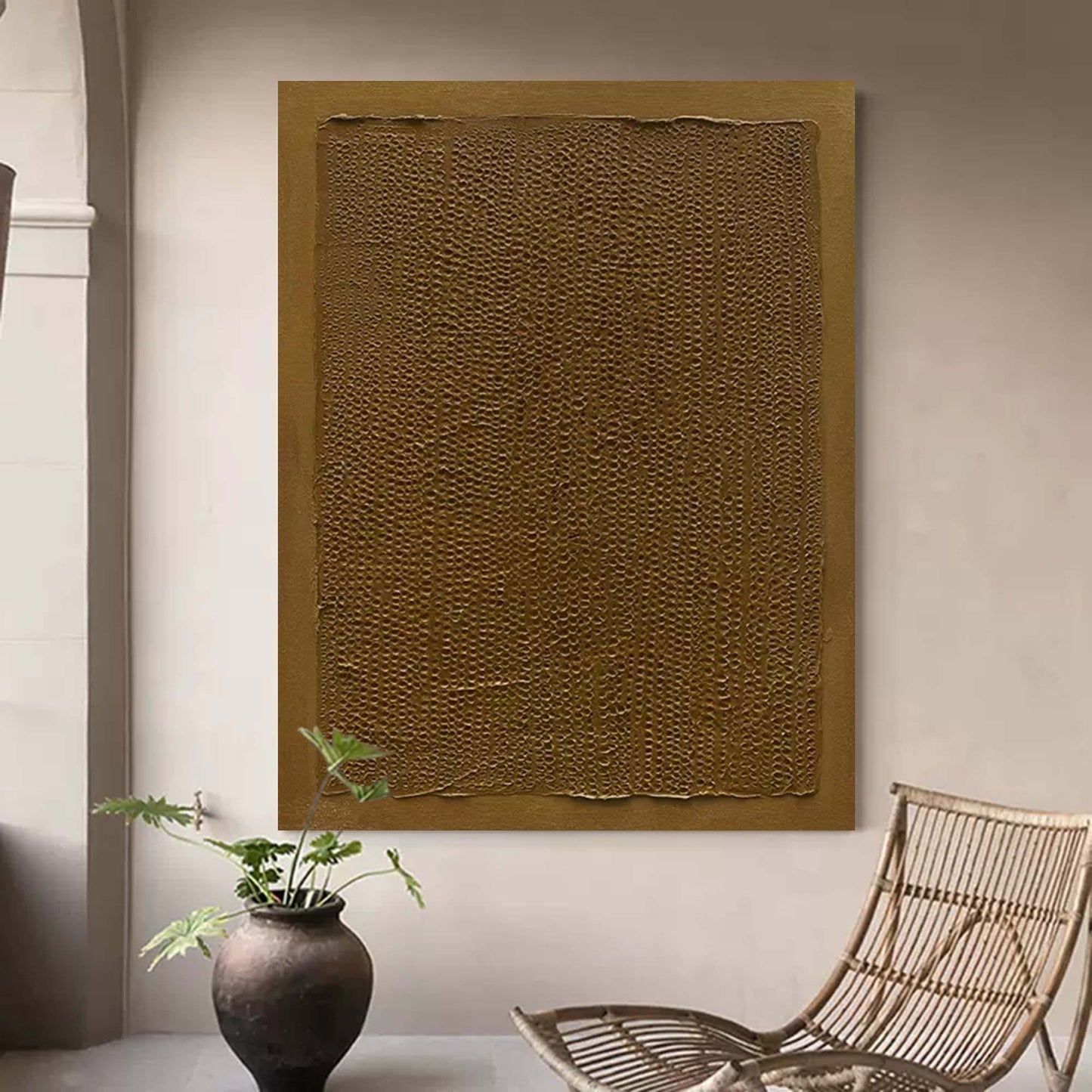 Textured Amber Waves Oil Painting for Modern Home Decor