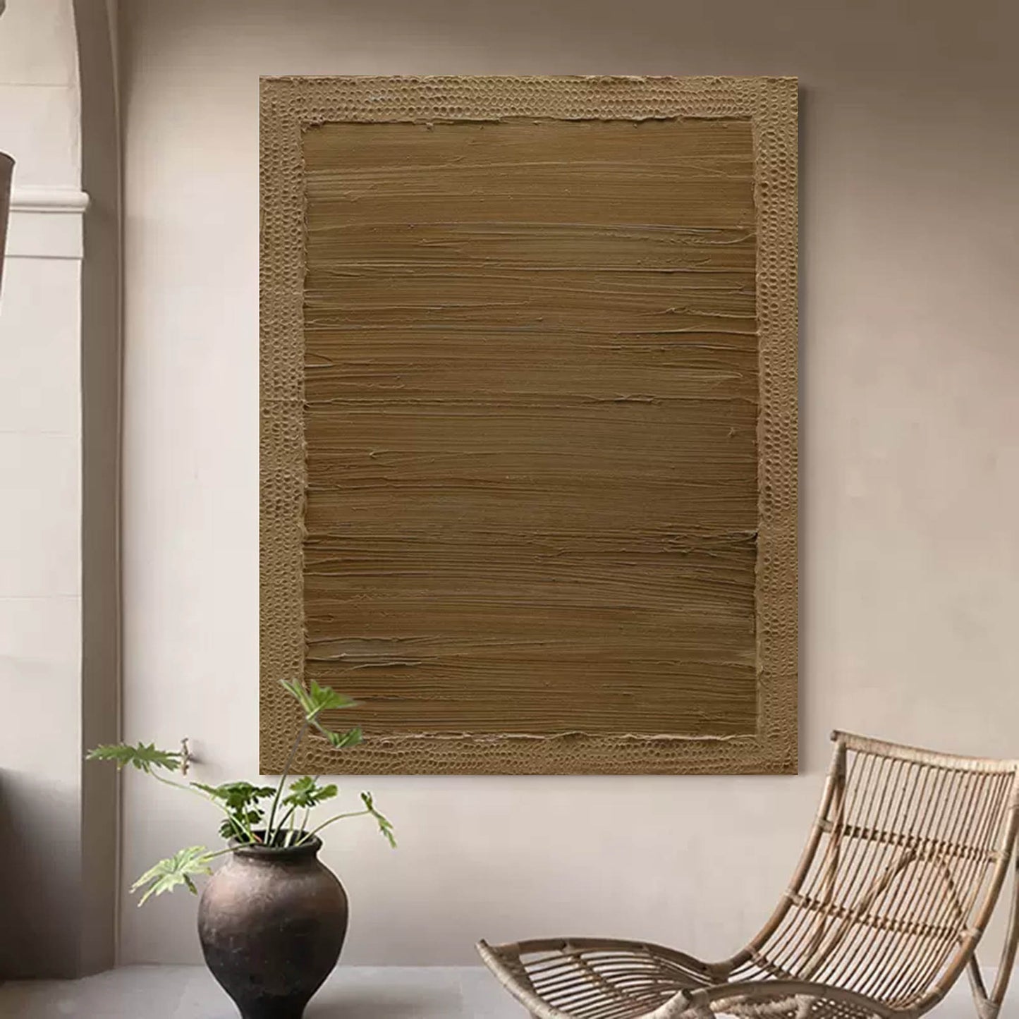 Textured Earth Tones: Contemporary Oil Painting for Modern Decor