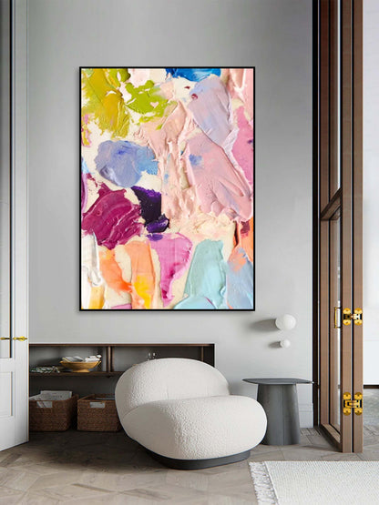 Vibrant Abstract Oil Painting with Rich Color Palette for Home Decor